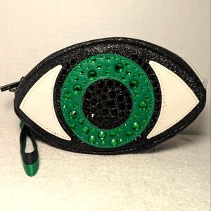 Bath & Body Works EYEBALL CLUTCH Zipper Glitter Rhinestone Wristlet Cosmetic Bag